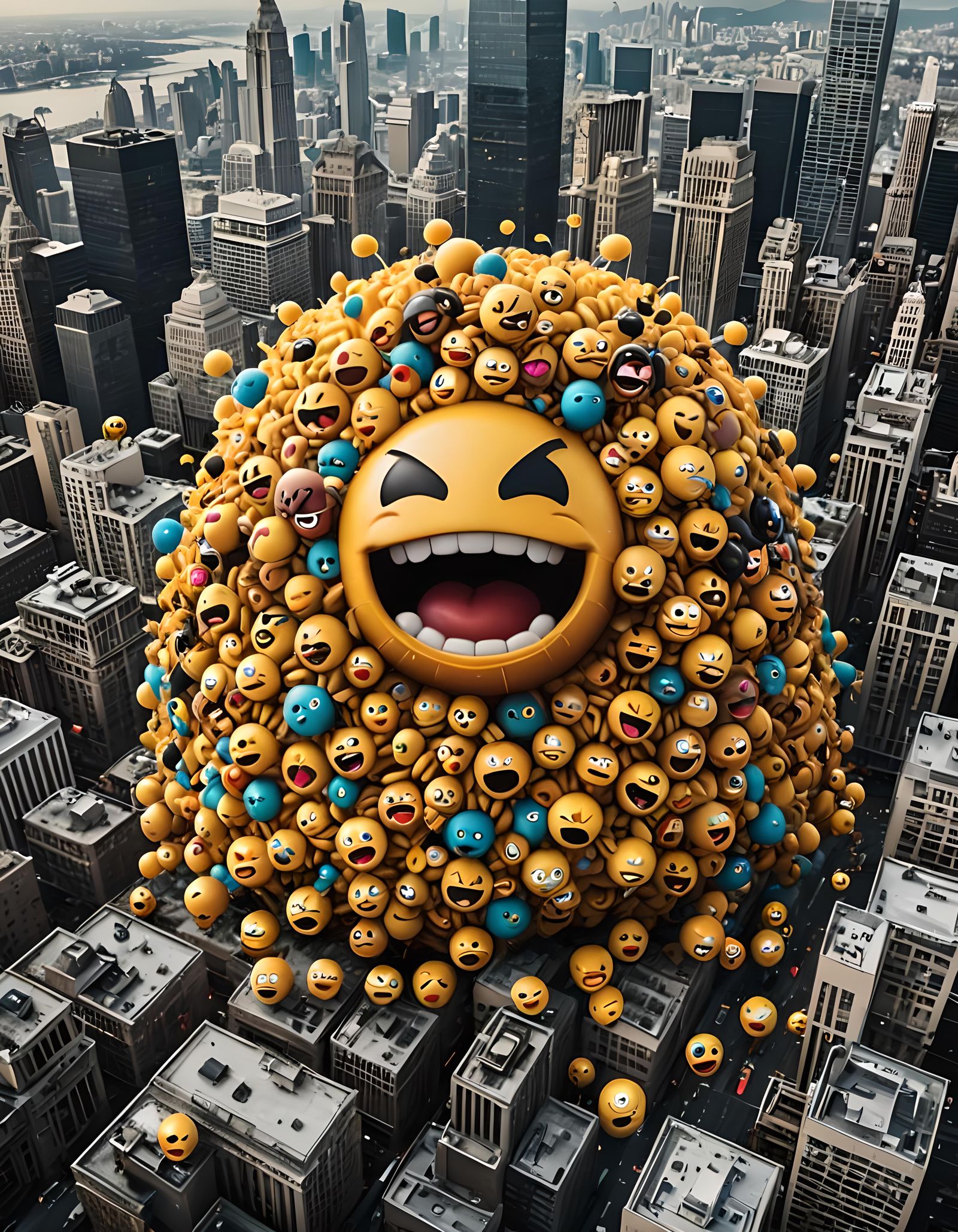 Emoji Monster Attacks City: Epic Movie Poster
