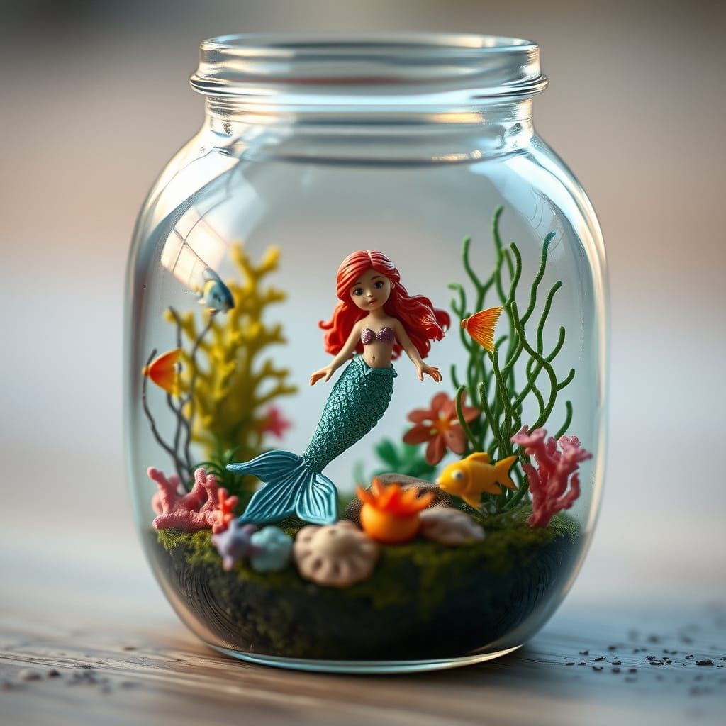 Miniature Mermaid in a Jar: Underwater Kingdom