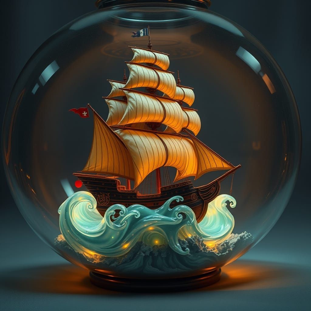 Ship in a Bottle: Surreal Digital Art