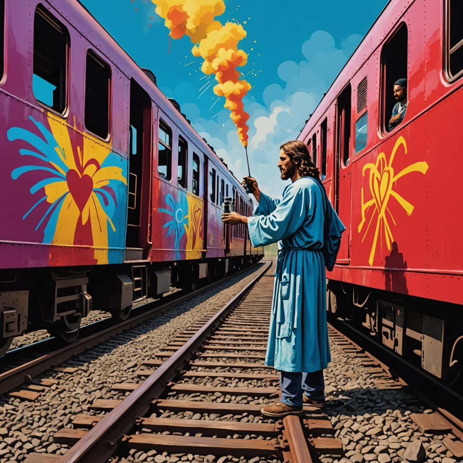 Jesus Christ Graffiti Art on Train