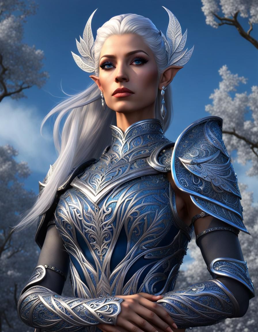 Annoyed Elf Woman Portrait in Detailed 3D