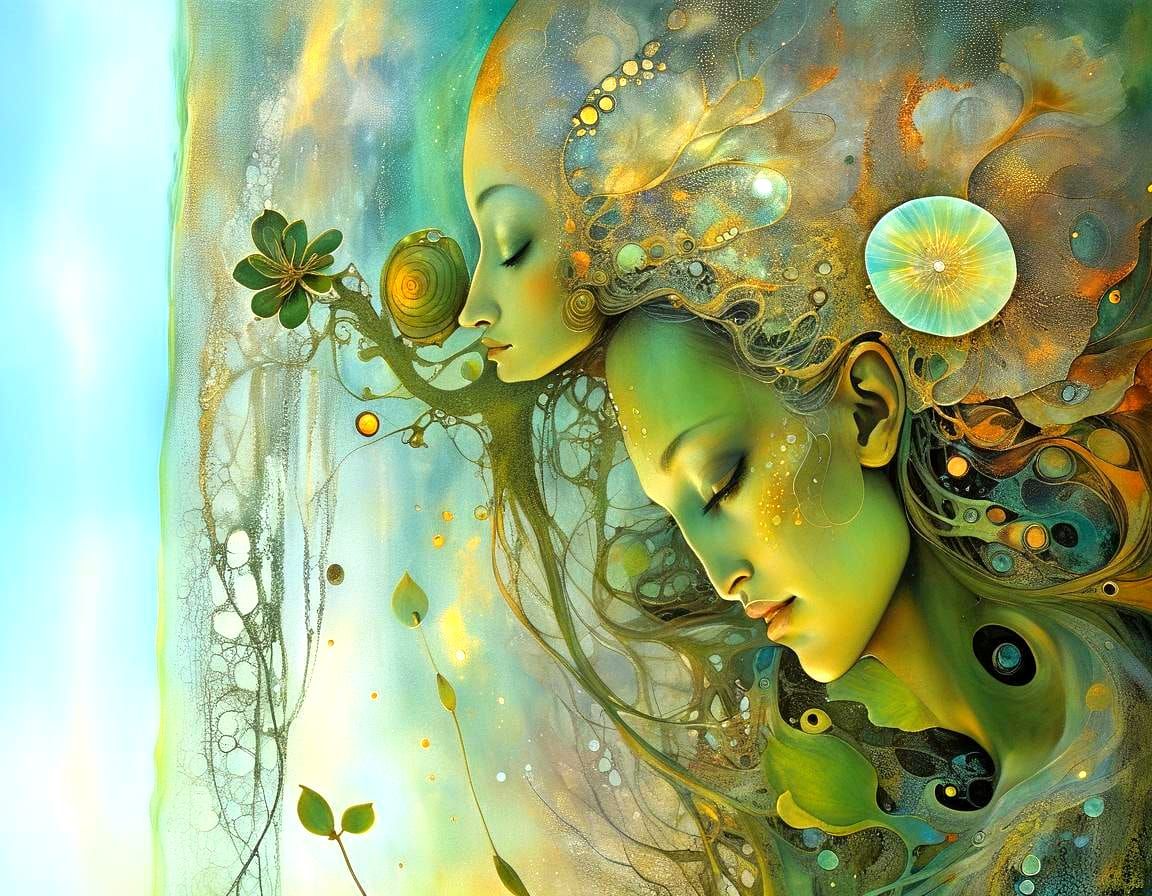 Surreal Dragon Dancer Sky as Art Deco Oil Painting