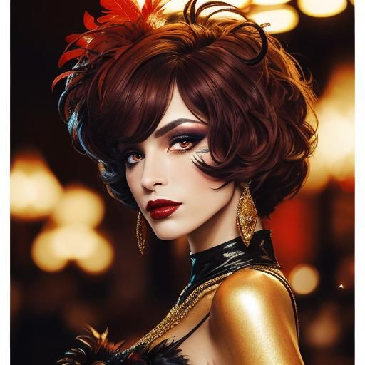 French Cabaret Dancer in Burlesque Style