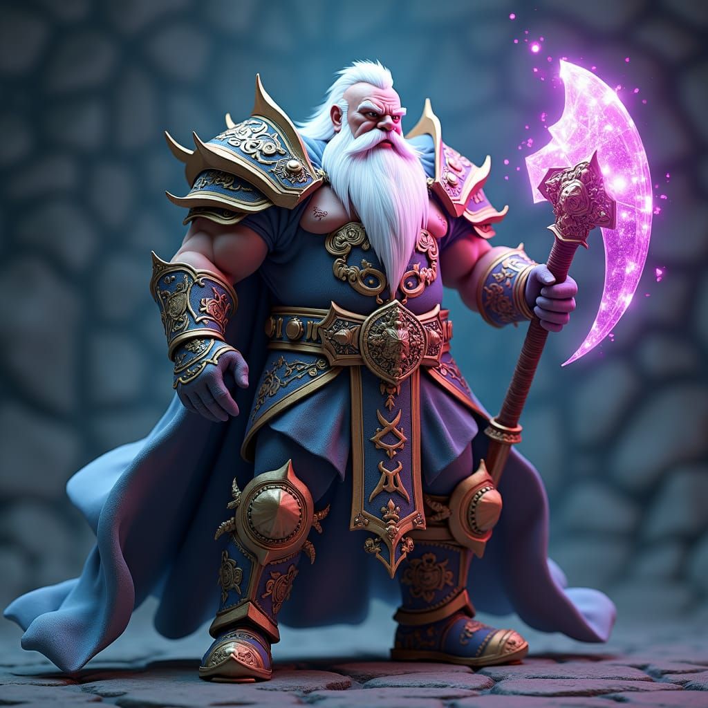 Astral Dwarven King with Crystal Laser Battleaxe