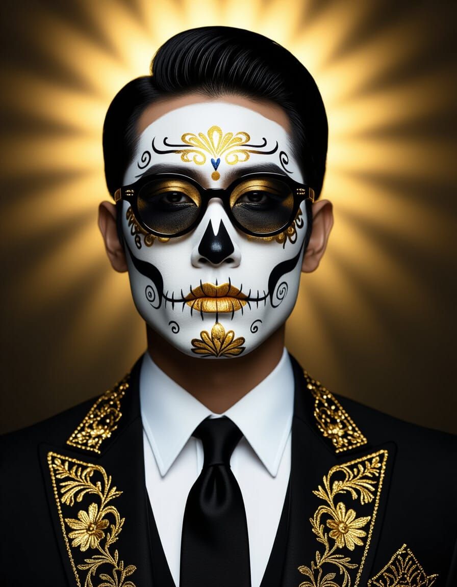 Gold Accented Sugar Skull Portrait