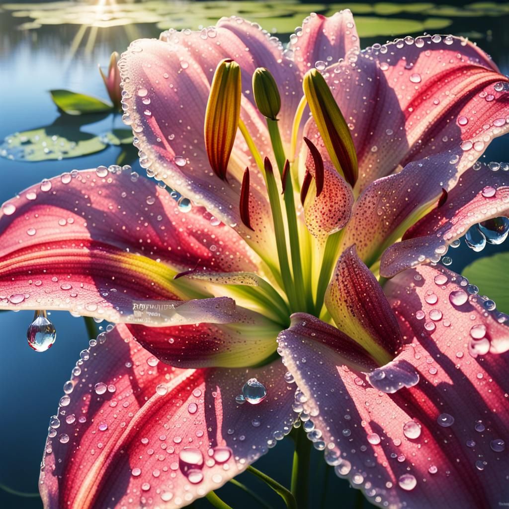 Crystalline Ruby Lily in Morning Sunshine
