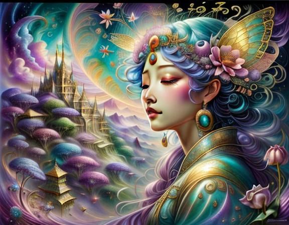 Colorful Swirling Dream Clouds Digital Illustration