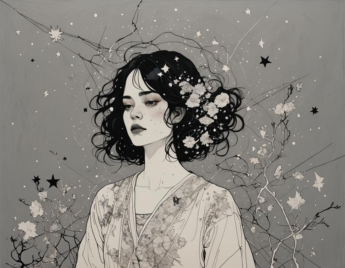 Dreamlike Landscape Under the Stars, Expressionist Painting