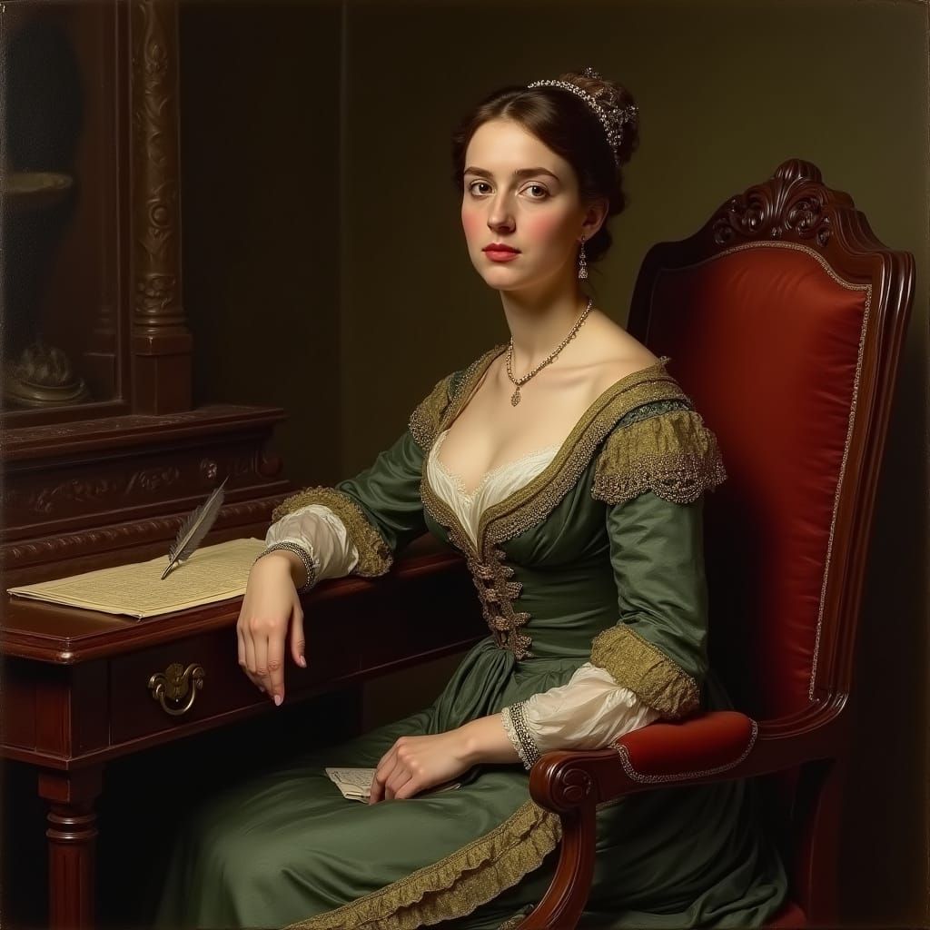 Victorian Woman Portrait with Dramatic Lighting