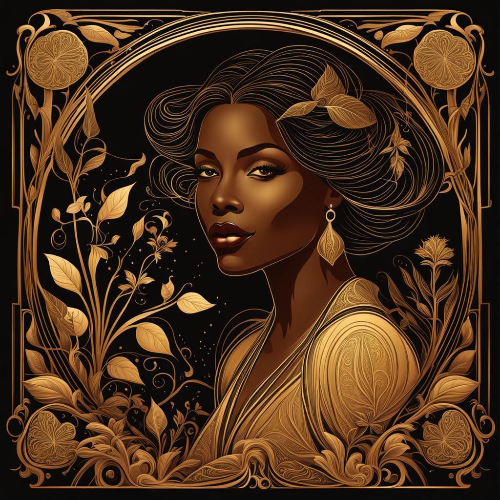 Art Nouveau Woman in Laboratory with Poisonous Plants