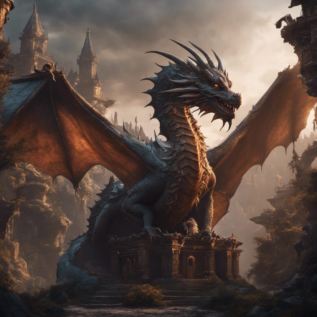 Fantastical Dragons in Detailed Matte Painting