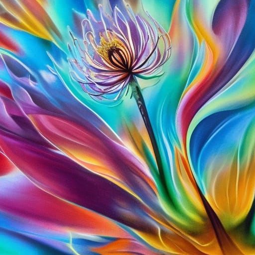 Surreal Oil Painting of Delicate Flower Petal Birth