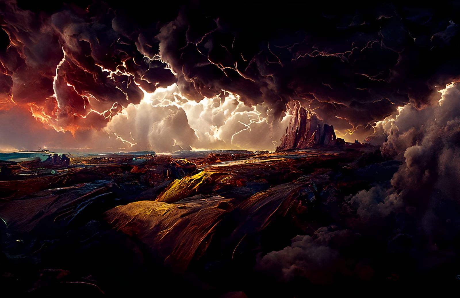 Dramatic Desert Lightning Storm in Hyperrealism