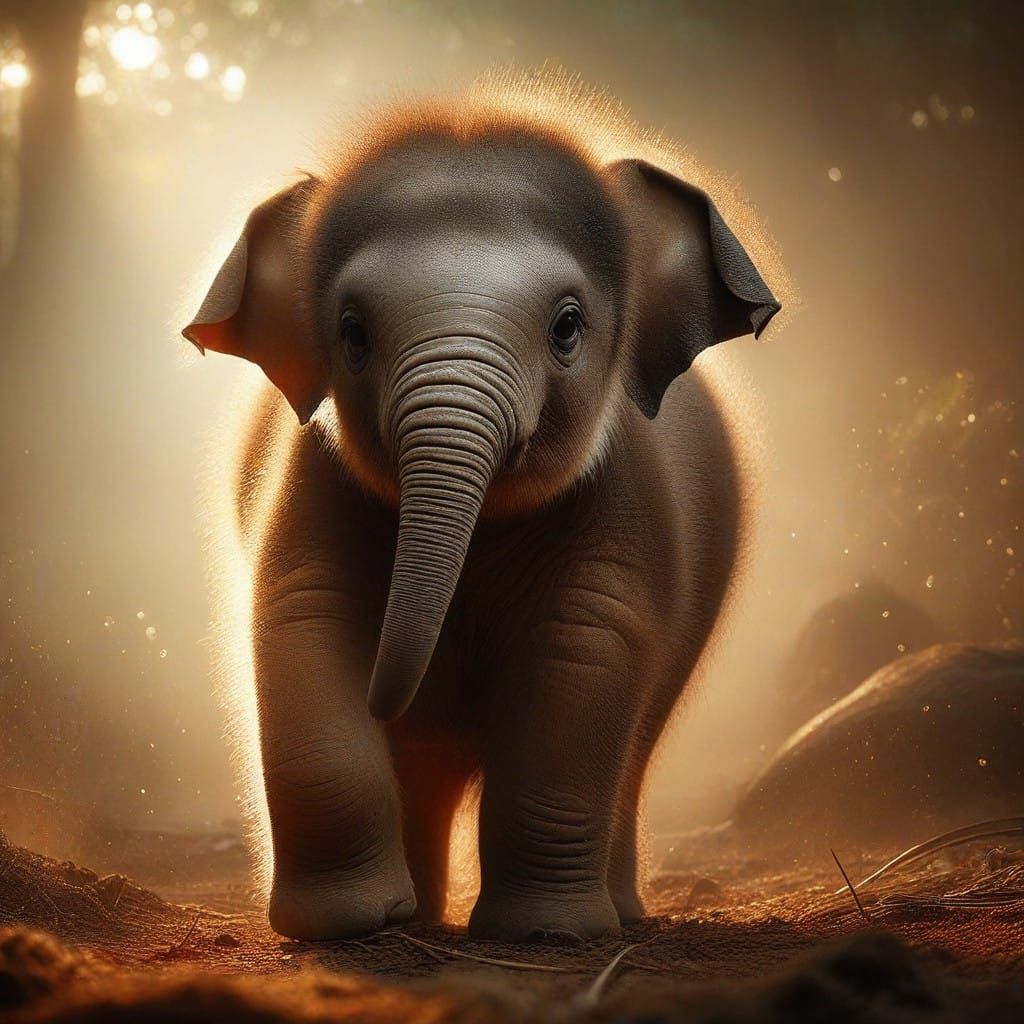 Ethereal Elephant Emerges with Vibrant Morning Glow