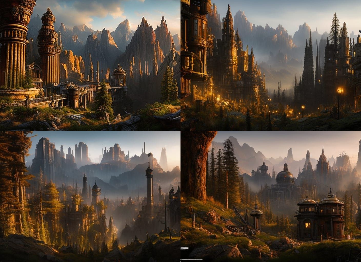 Steampunk City in Post-Apocalyptic Landscape