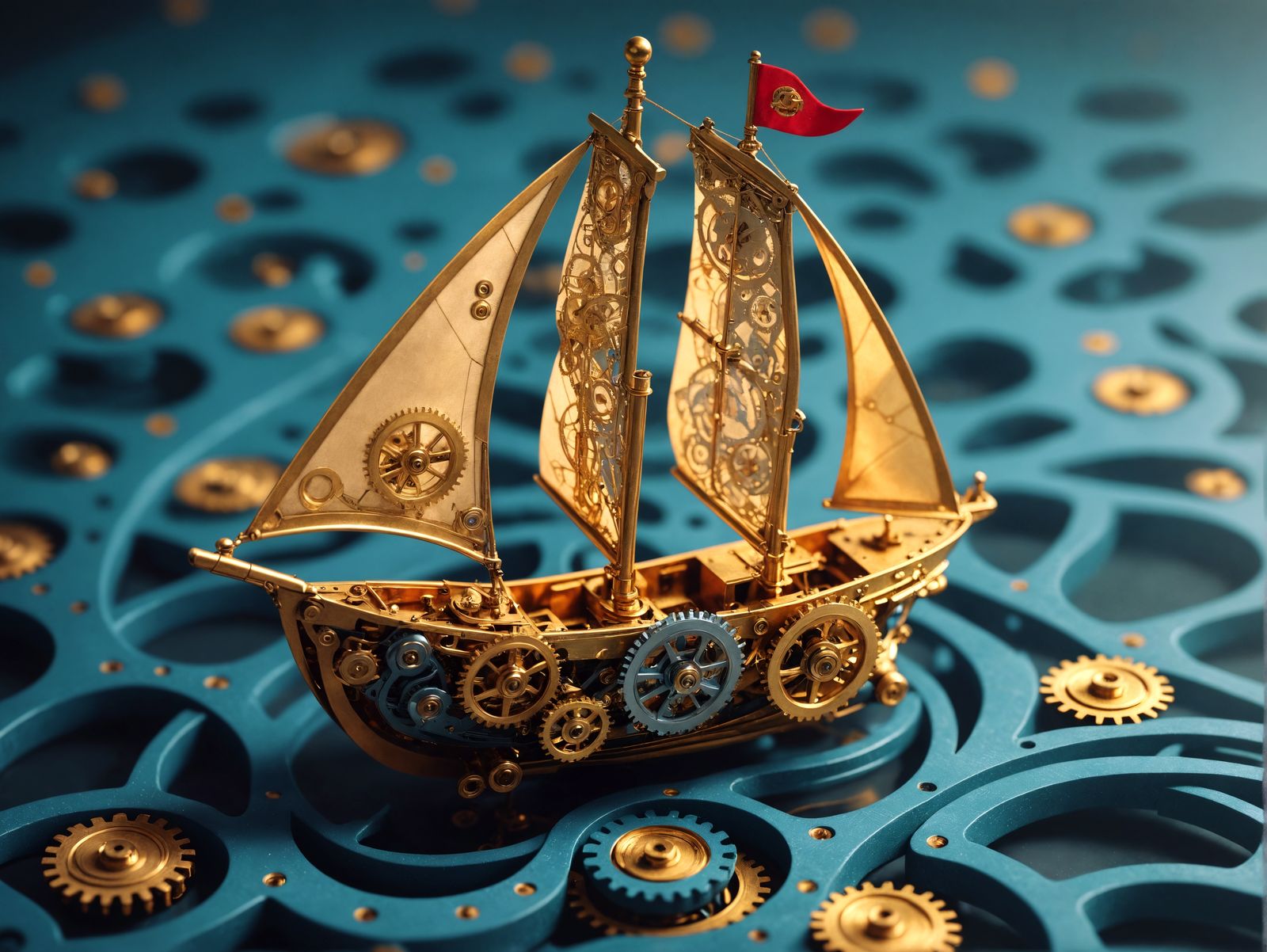 Clockwork Taijitu Sailboat on Gear Ocean