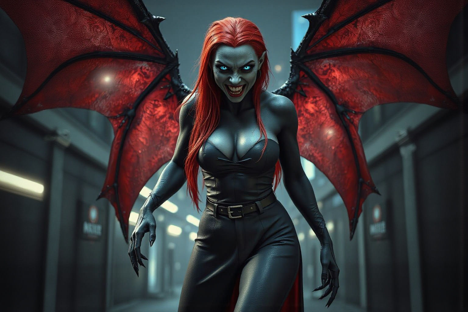 Ethereal Vampire Monster Unleashed in Midnight Urban Jungle