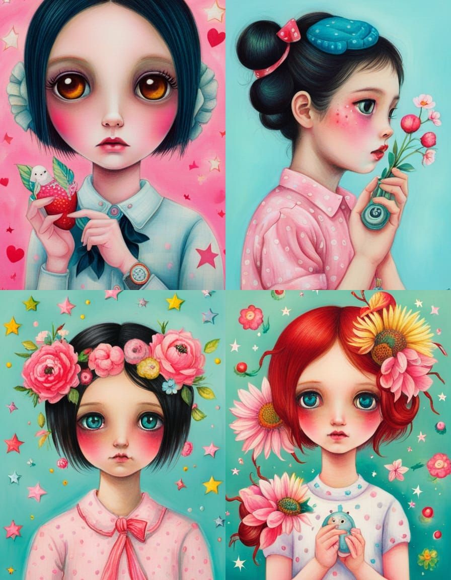 Dreamlike Portrait in Shimoda Style