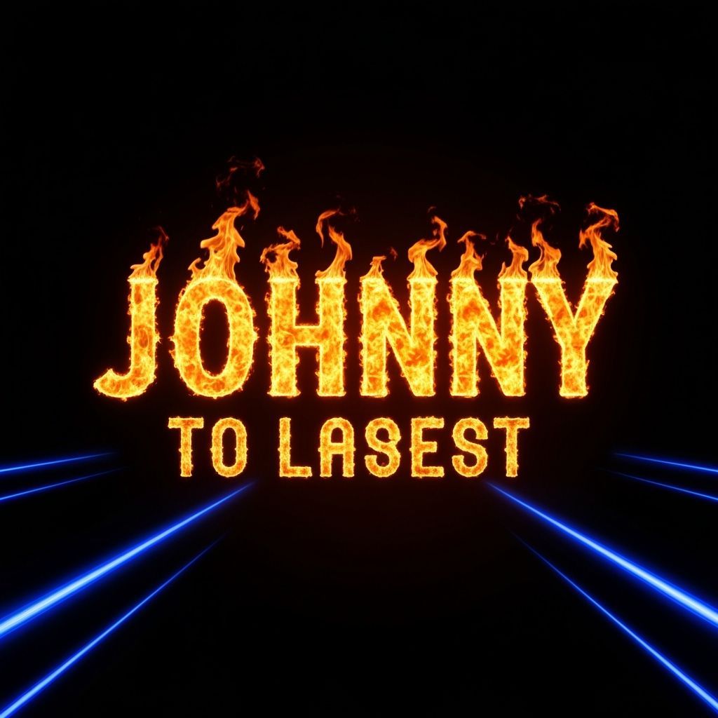 Johnny Text Lit Up With Fire and Lasers