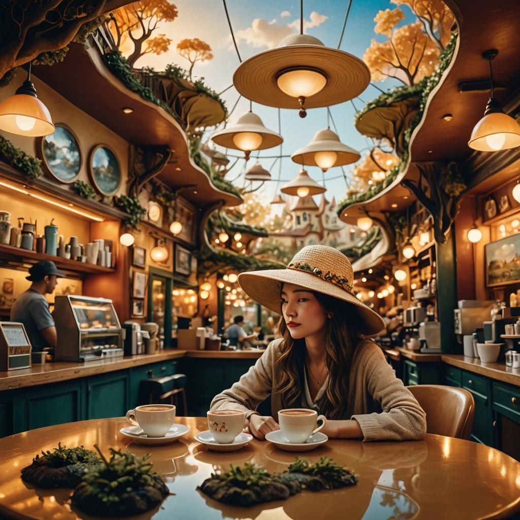 Woman's Surreal World Hat, Digital Art