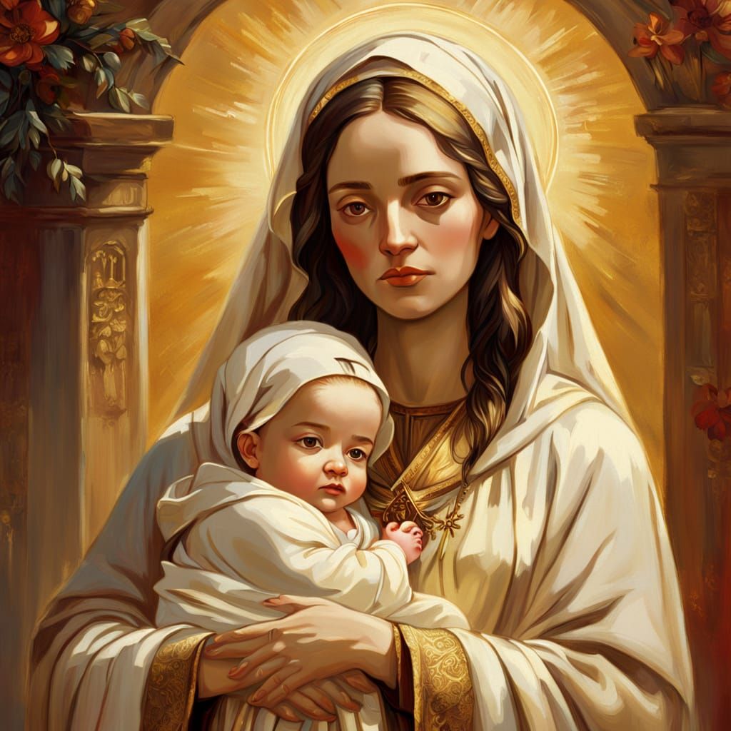 A Motherly Portrait in Oil Painting Style