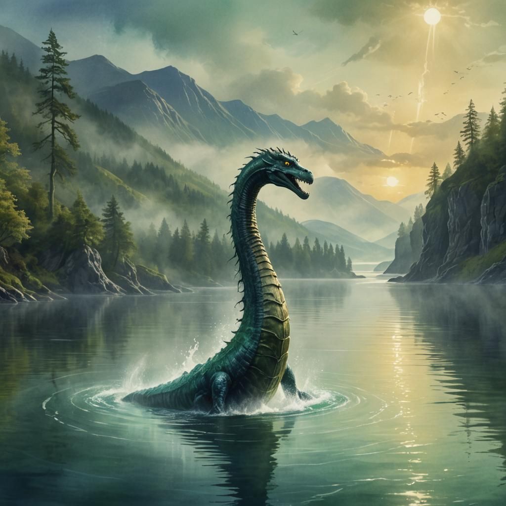 Loch Ness Monster in Mystical Scottish Loch