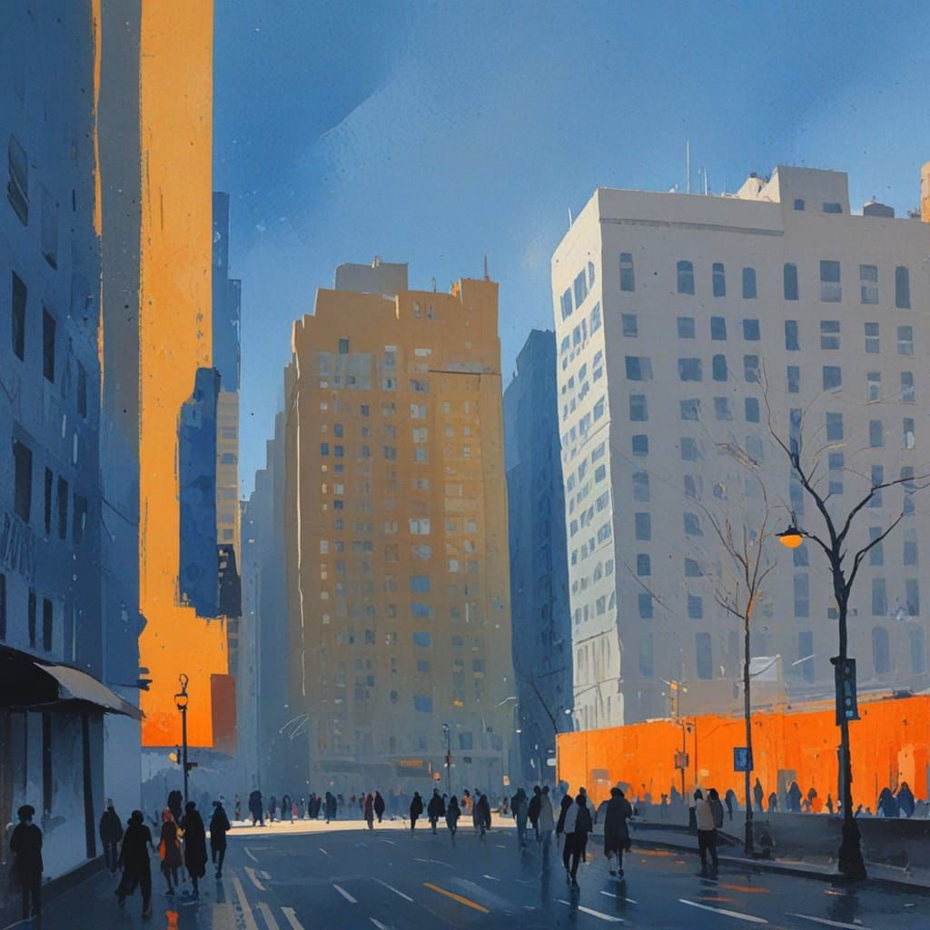 City Street Scene at Dusk