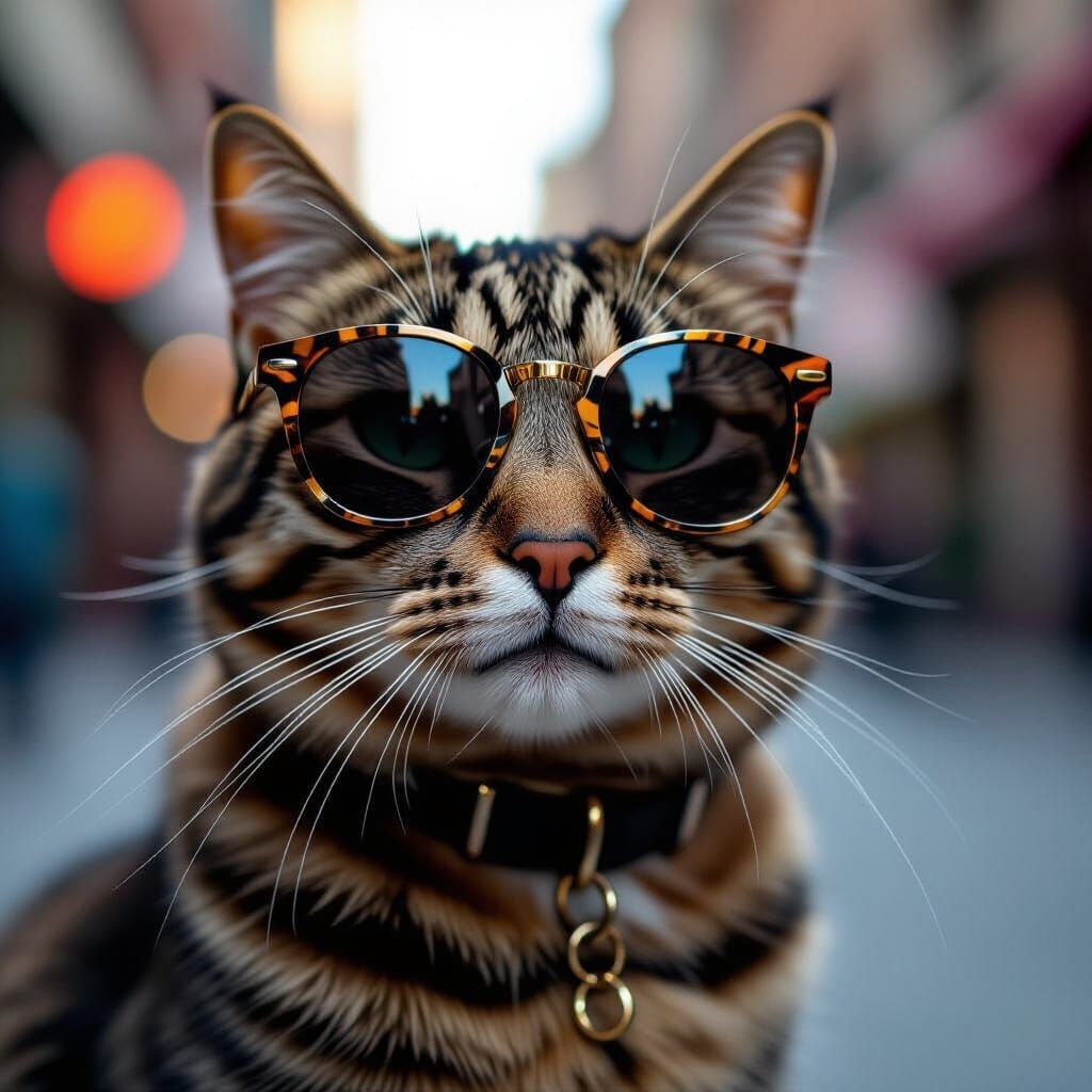Cool Cat in Sunglasses: Hyperrealistic HDR Photo