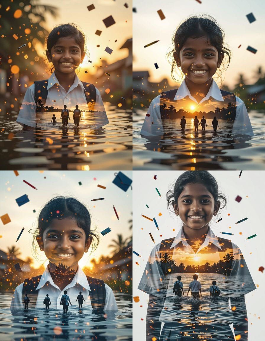 Emotional Double Exposure Art of a Sri Lankan Child