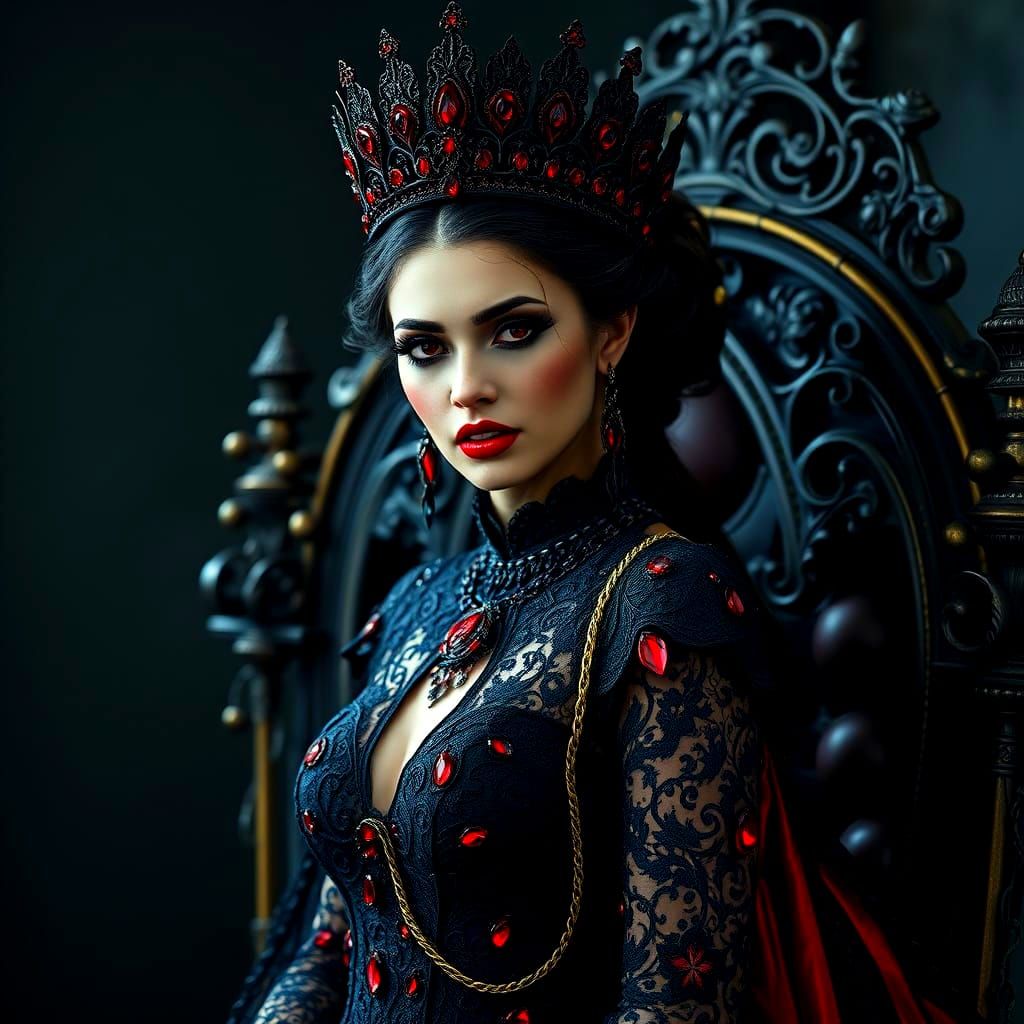 Gothic Princess of the Underworld in Dark, Ultra-Realistic P...