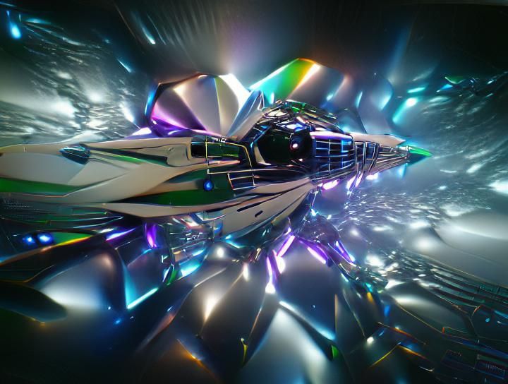 Spaceship Entering Hyperspace Portal