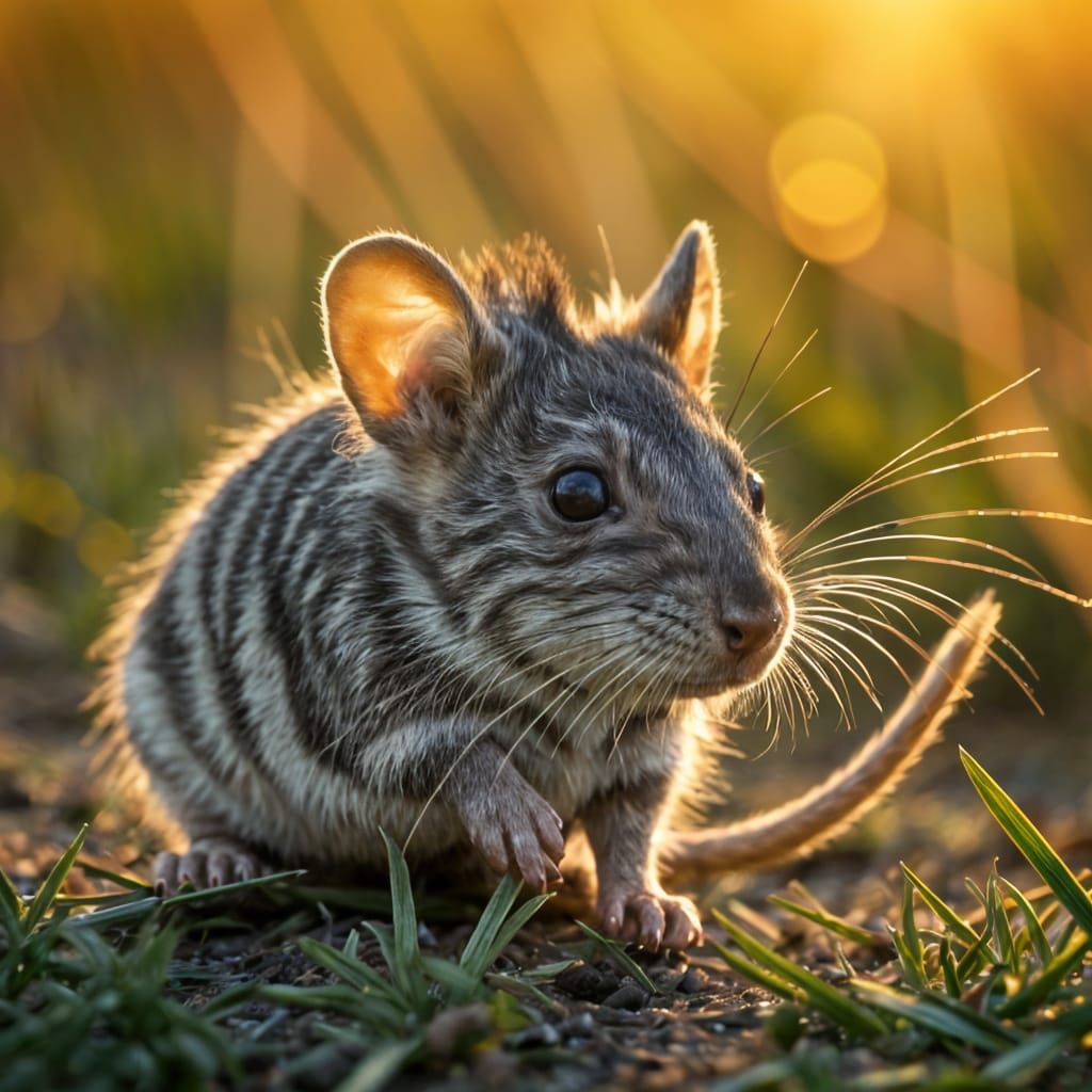 Cute Otter Mouse in Sunset Field