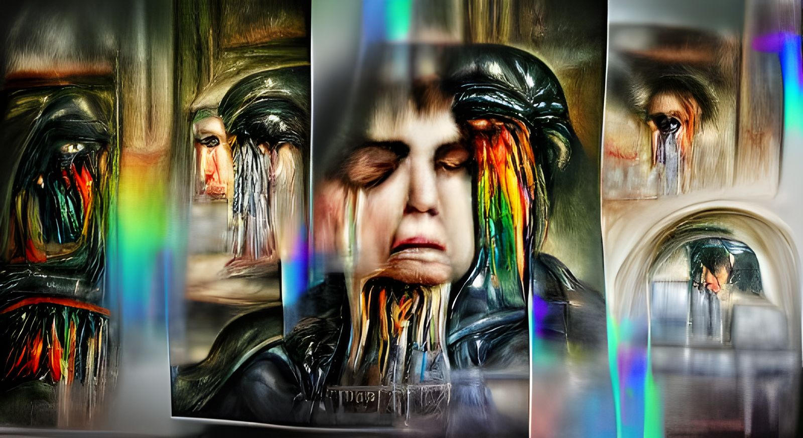 Weeping Woman in Prism House: Impressionistic Art
