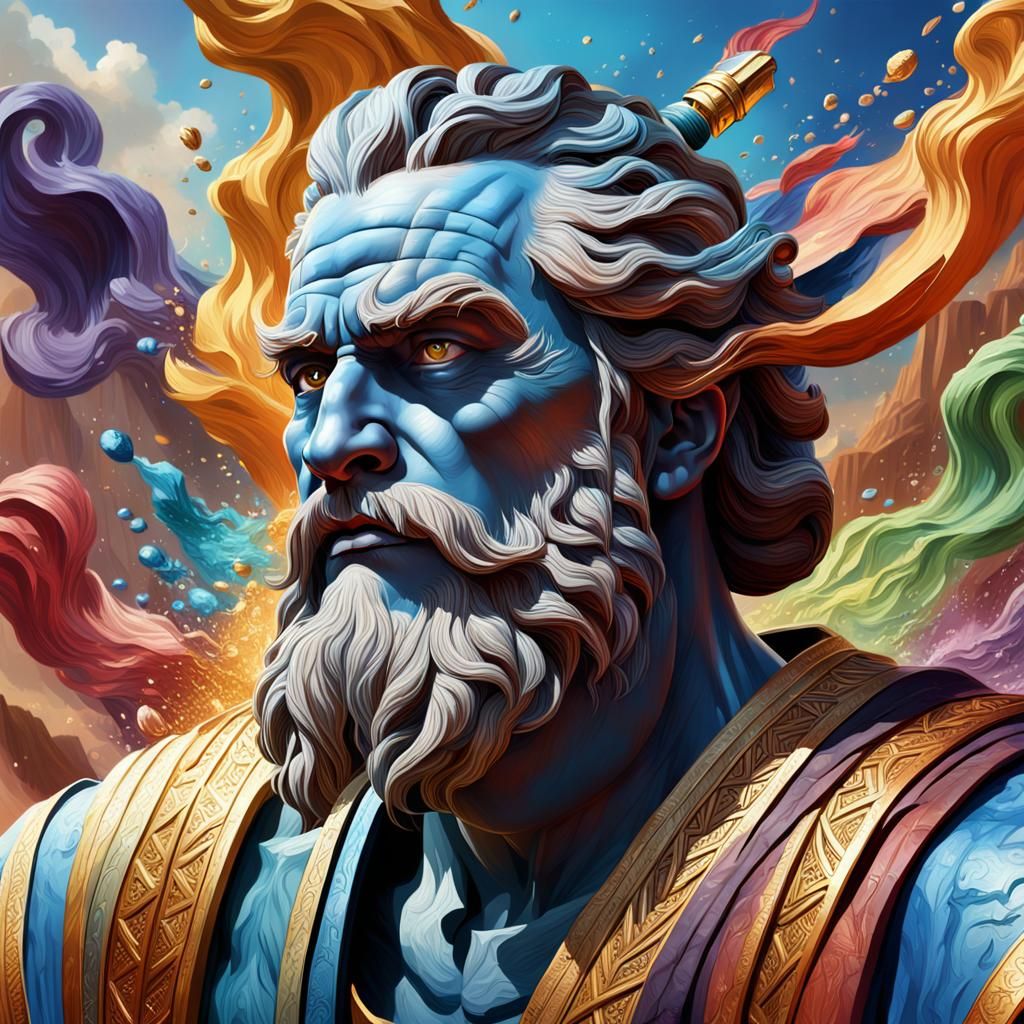 Moses and the Ten Commandments in Splash Art Style