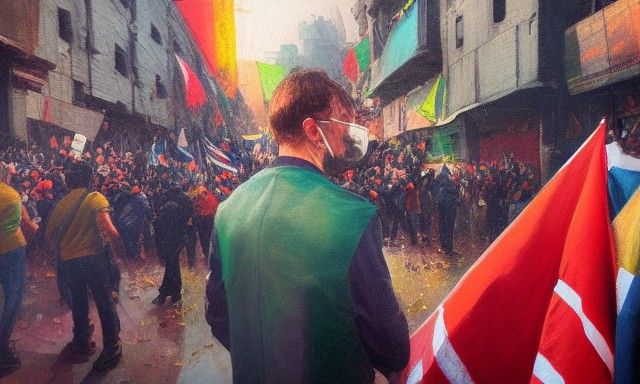 Protest Portrait in Solarpunk Style