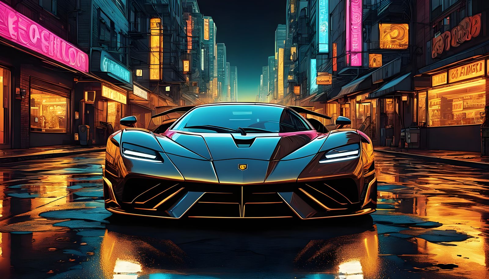 Chocolate Cyberpunk Hypercar in Comic Book Style