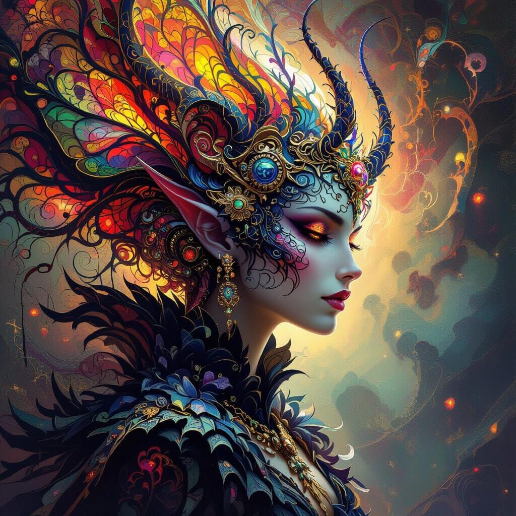 Elegant Fantasy Creature Portrait in Hyper-Realistic Digital...