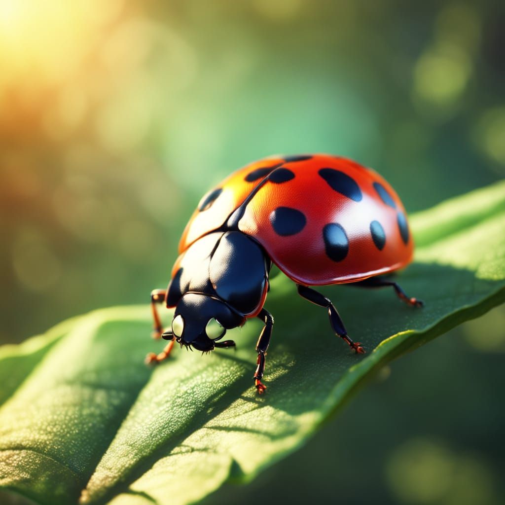 Macro Ladybug in Fantasy Art Style