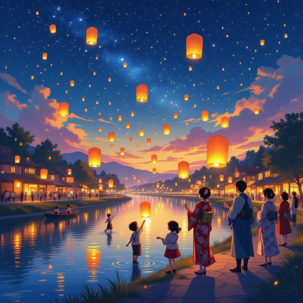 Anime Festival: Golden Lanterns Under Starry Sky