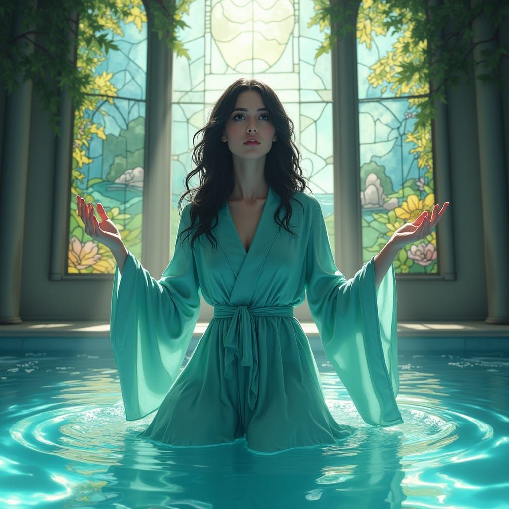 Aqua Mage Healer in Anime Style