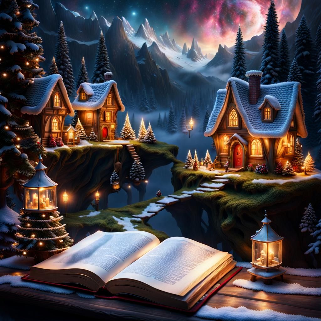 Magical Christmas Village Emerges from Fairy Tale Book