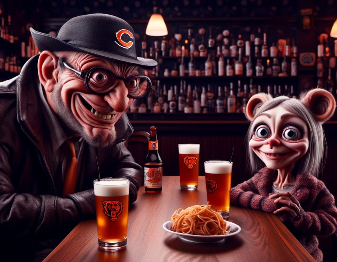 Chicago Bears Fan Enjoying Game at Bar