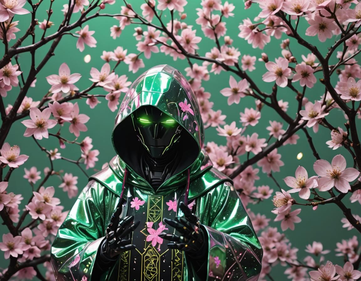 Robot Monk with Holographic Powers, Digital Painting