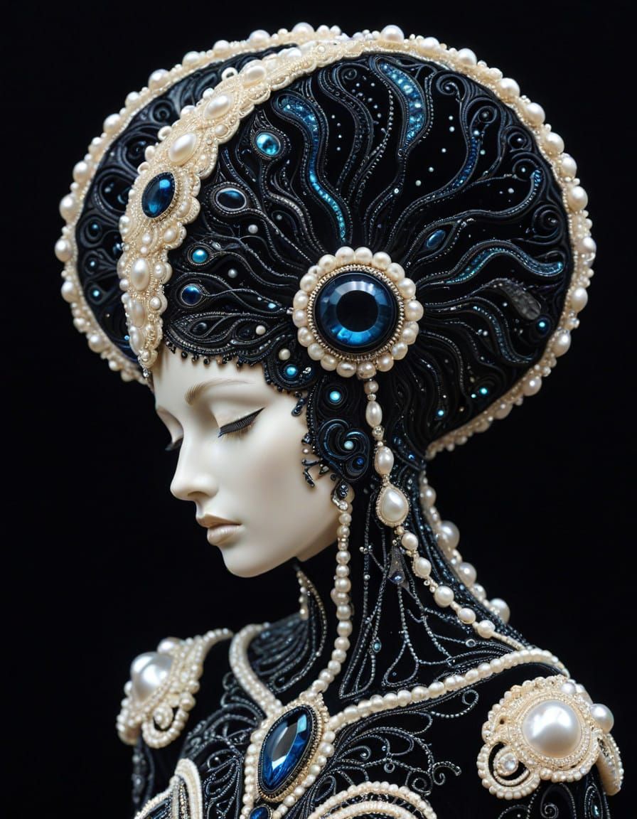 Kalisions of Marash Embroidered Soutache in Broken Electrical Moonlight