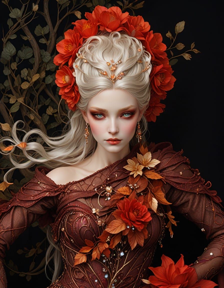 Ethereal Fae Woman in Glass and Gemstone Gown