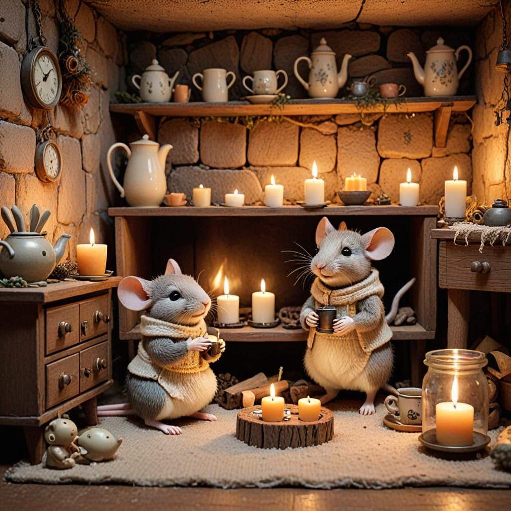 Cozy Winter Wonderland with Mice and Friends