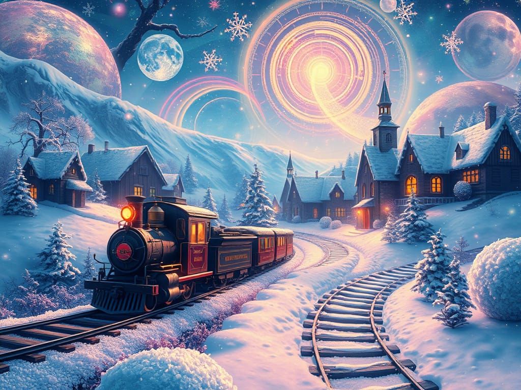 Ethereal Christmas Wonderland with Vibrant Astral Illustrati...