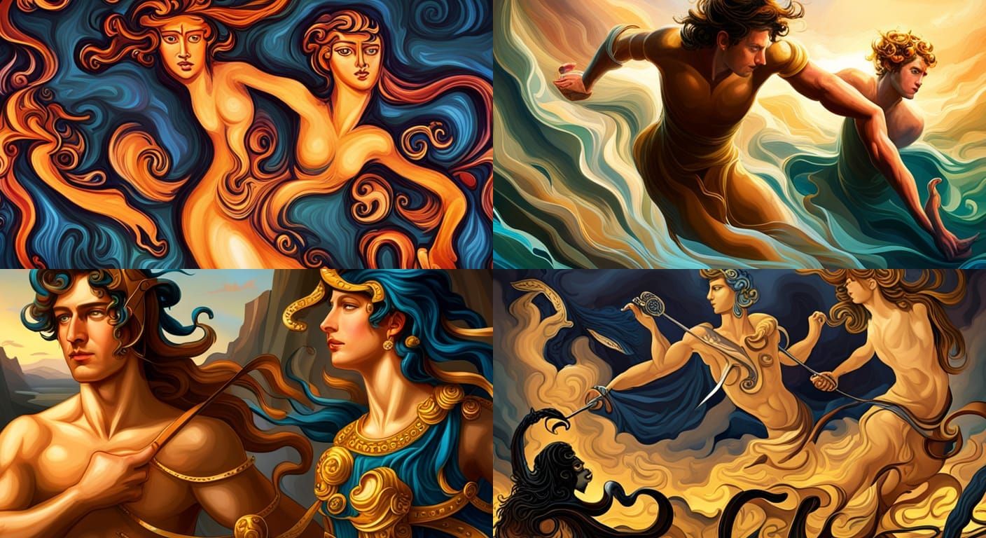 Perseus Slaying Medusa in Vivid Colors