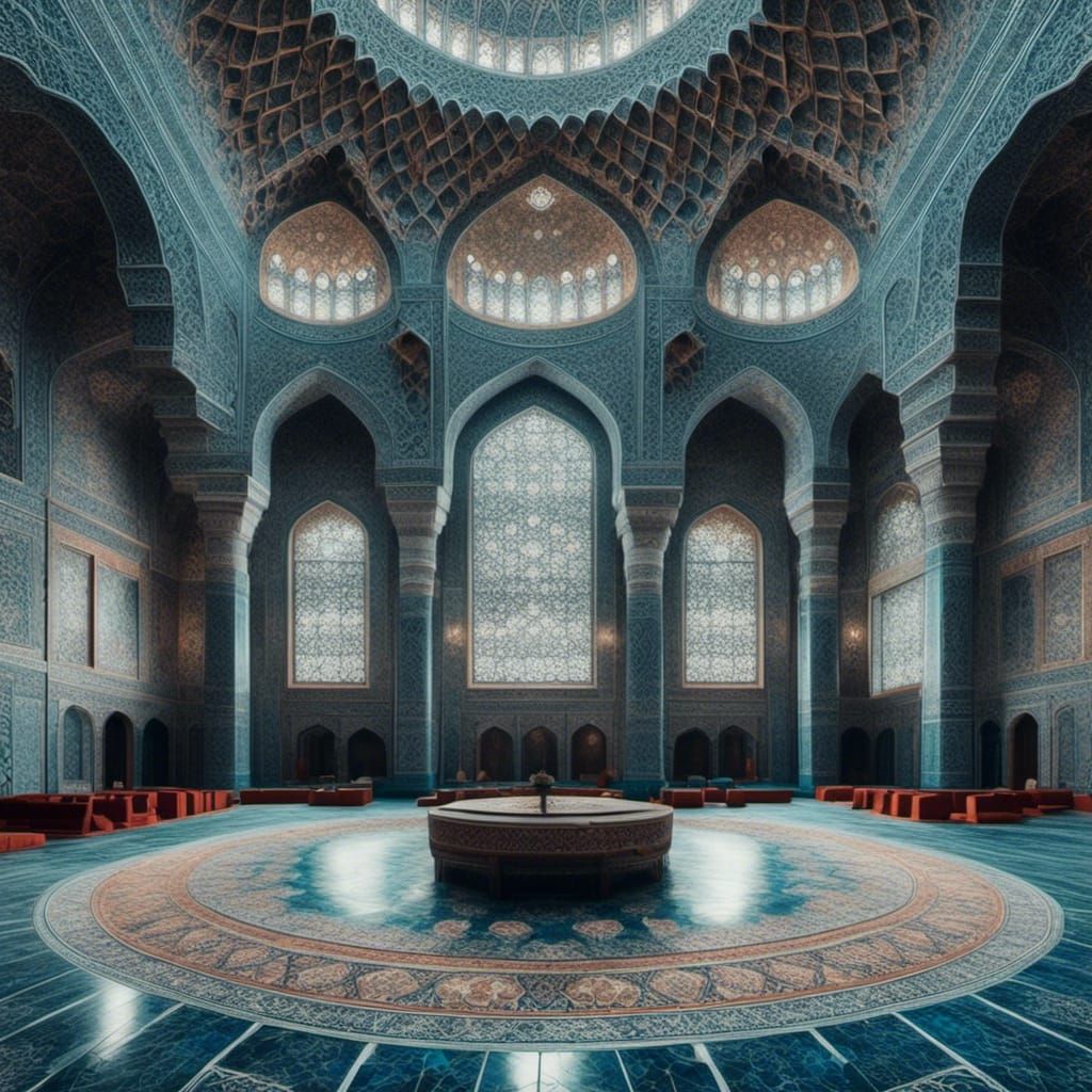 Indigo Mosque Interior in Indo-Islamic Style