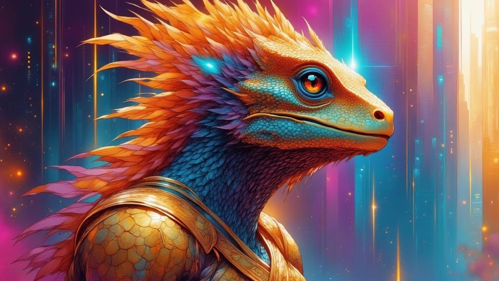 Lizard People Portrait with Hyperdetailed Lighting